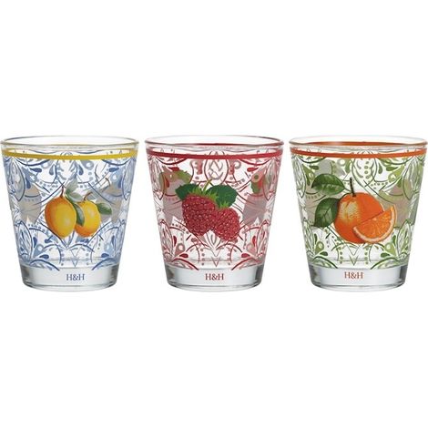 Set mit 3 dekorierten Gläsern Fruits 25 cl