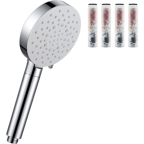 Auralum Max Alcachofa de Ducha con Filtro Antical - Teleducha de Mano 6 Modos en ABS con Boquillas TPR Blancas - Incluye 4 Filtros de Recambio y Palanca de Control - Conexión Universal G1/2" - Cromo y (1/5)