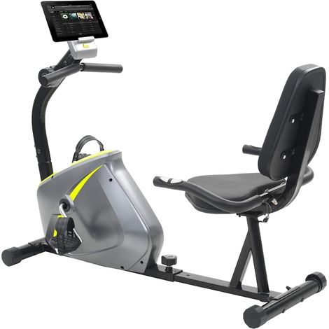 Vélo d'appartement couché magnétique avec mesure du pouls gris et jaune 136 x 56 x 92,5 cm - PANGIVO (1/5)
