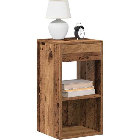 Mesillas de noche con cajón 2 uds-Mesita de noche-Mesapara Dormitorio madera vieja 35x34x66,5 cm
