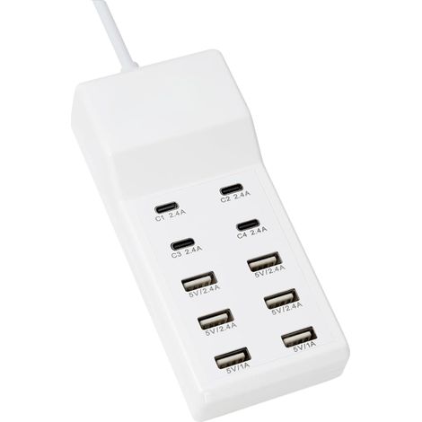 Stazione di ricarica USB intelligente a 10 porte, uscita USB multiporta: un centro di ricarica rapida per smartphone, tablet e altro ancora. (1/5)