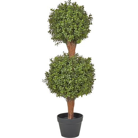 Planta artificial en maceta uso interior exterior decoración de plástico tronco de madera con maceta negra 92 cm Buxus Ball Tree