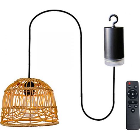 Lámpara colgante de exterior de estilo bohemio, incluye mando a distancia y funciona con 4 pilas AA (pilas no incluidas). (1/5)
