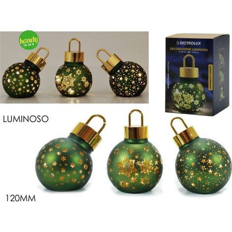 Sfera in Vetro General Trade Ø 120mm Verde con Luce Modelli Assortiti