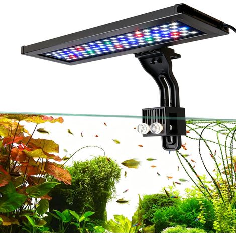 Éclairage LED à clipser à spectre complet pour aquarium, mode 24h/24, 7j/7, avec 3 modes, minuterie réglable, 10 luminosités réglables, éclairage 18 W pour aquarium, plantes aquatiques et poissons (1/5)