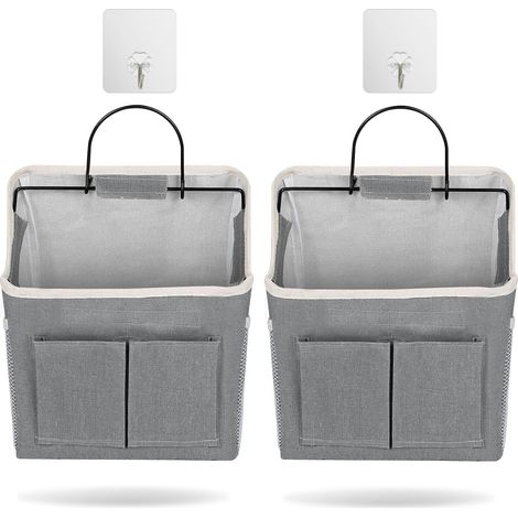 PiècesSac de Rangement Suspendu Organiseur à Suspendre avec Compartiments Organisateur Toile Pliable Tenture Murale avec 2 pièces 5 2 (1/5)