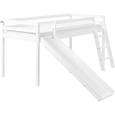 Mid Sleeper Bed Pine Wood STAPLE 90 x 200 cm (EU Single) with Slide White (1/5)