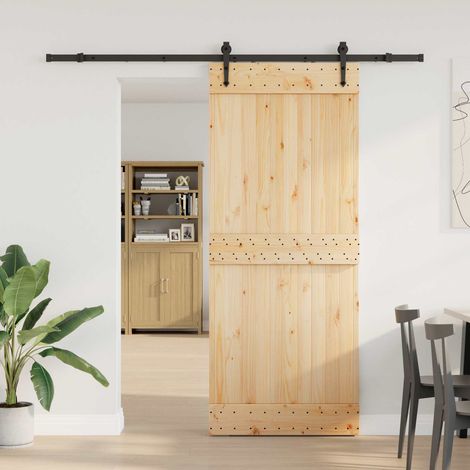 vidaXL Porta scorrevole NARVIK Naturale e Nero 85 x 210 cm (213,5
