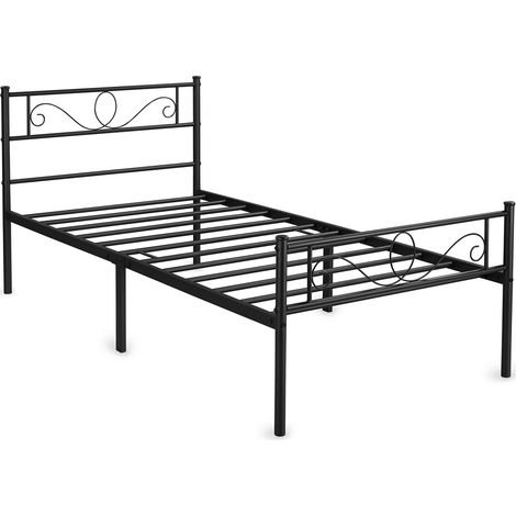 Homevive Cama Indivitual Hierro Cama Metálica para colchón de 90 x 190cm Cama Industrial Estructura Metal Negro (1/5)