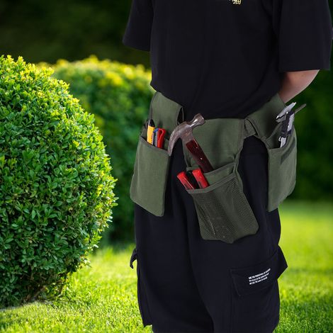 Tragbare, multifunktionale Werkzeugtasche für den Landschaftsbau mit 7 Canvas-Taschen, verstellbarem Gurt, geringem Gewicht (270 g) (1/5)