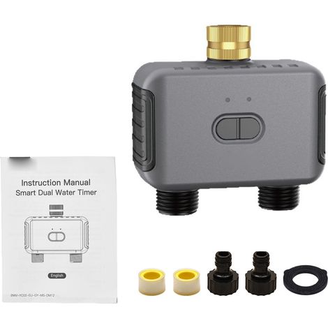 Minuteur d'arrosage BT à double sortie, vanne d'eau pour jardin, pelouse et cour, contrôle du système d'arrosage, prise UE (1/5)