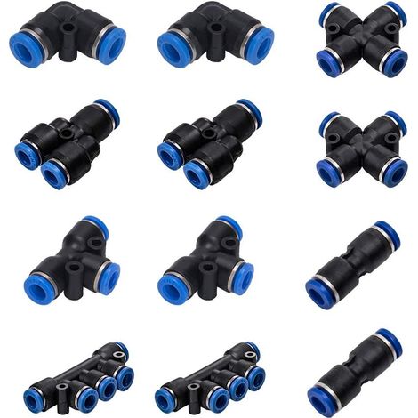 12PCS raccords rapides à air 6 mm pour tuyau pneumatique en plastique une connexion rapide de la tuyauterie, des outils pneumatiques - (1/5)