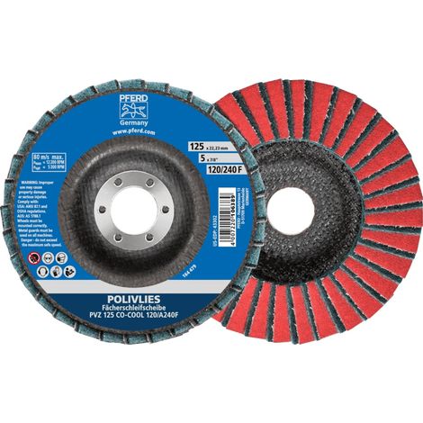PFERD POLIVLIES-Fächerscheibe PVZ Keramik Ø 125 mm Bohrung 22,23 mm CO-COOL120/A240F für Feinschliff (1/5)