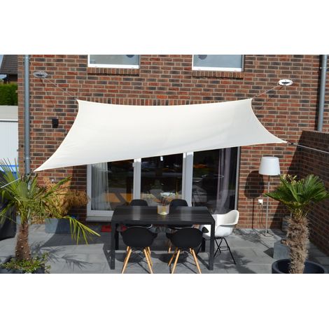 Vierecksonnensegel 250 x 300 cm - Polyester - Farbe hell elfenbein (1/5)