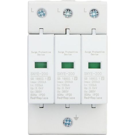 PC-Überspannungsableiter mit Sichtfenster, isolierten Anschlüssen, Steckverbindung, Überspannungsschutzgerät, weiß, 200 kA, dreiphasig, 385 V (1/5)