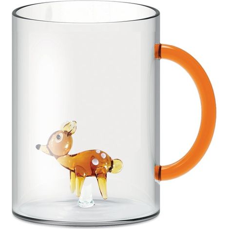 TAZZA MUG IN VETRO CON CERBIATTO 420ML