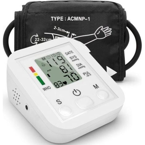 Tragbares elektronisches Blutdruckmessgerät, Manschettenmodell für den Heimgebrauch, Sphygmomanometer mit LCD-Bildschirm, präzise Messung (1/5)