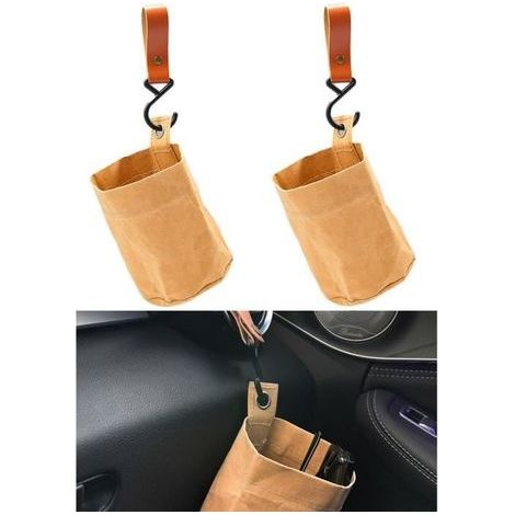 Poubelle De Voiture.Poubelle de Bureau Pliable.Corbeille à Papier Suspendue en Papier Kraft étanche.pour Siège arrière de voiture (1/4)