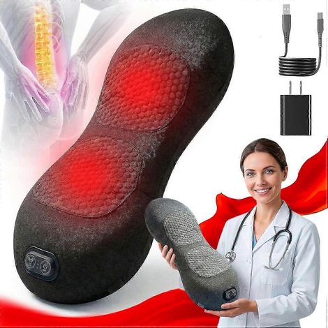 Triple Fusion Rückenmassagegerät mit Dehnungs-, Vibrations- und Wärmefunktion, 3-in-1 elektrisches Lendenkissen, Neu 2026 Dunkelgrau