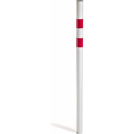 ANDRYS – Paletto Segnaletico con Adesivi Rossi Catarifrangenti, Senza Anelli per Catena, da Cementare, con Tubo in Pvc Nero, in Acciaio, Colore Bianco e Rosso, Dimensioni 6 x 120 cm, Diametro 6 cm (1/2)