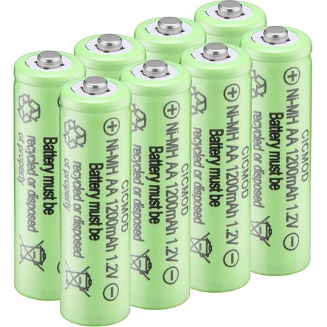 Piles Rechargeables NiMH AA 1200mAh 1.2V HR6 Batterie Rechargeable Lot de 8 Piles pour Produits Solaires, électroniques Quotidiens (1/5)