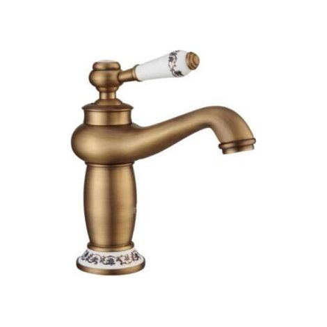Laiton Robinet Rétro Salle de Bain, Robinet de Lavabo Poignée en Céramique Mitigeur Monocommande Lavabo, Robinet Salle Bain Eau Chaude et Froide