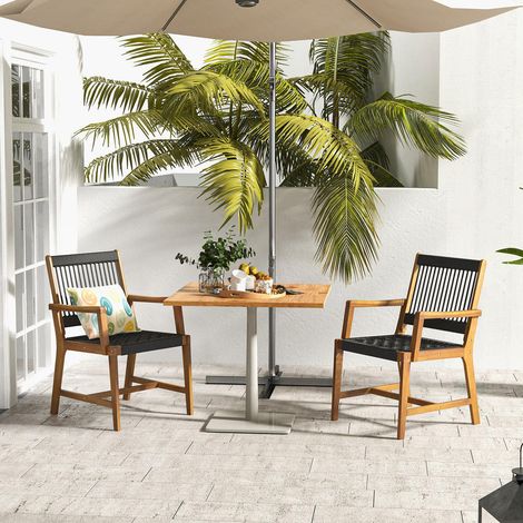 Montage pratique, lot de 2 chaises de jardin en bois d'acacia avec accoudoirs et dossier incliné (1/5)