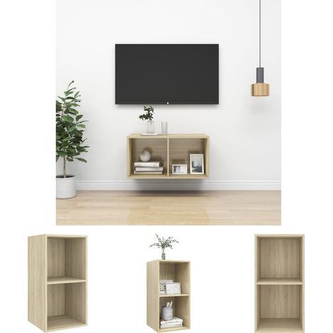 Sonoma-Eiche - vidaXL TV-Wandschrank Sonoma-Eiche 37x37x72 cm Holzwerkstoff - Schrank für HiFi (1/5)