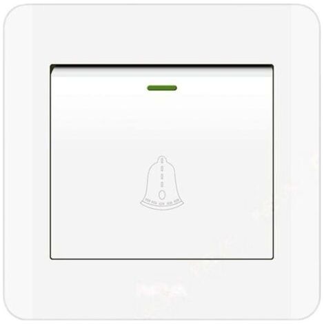 Green Mobility-Bouton de sonnette extérieure , interrupteur de sonnette 220-250 V avec panneau en verre trempé. Blanc, diamètre 8,6 cm (3,38 pouces).
