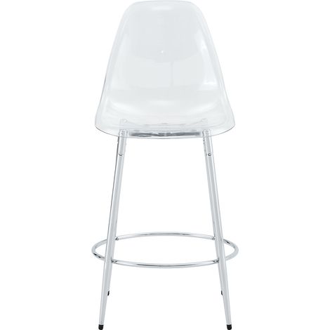 2er-Set Barhocker mit Ergonomischer Rückenlehne und Fußstütze, Metall und Kunststoff, Silber Transparent (1/5)