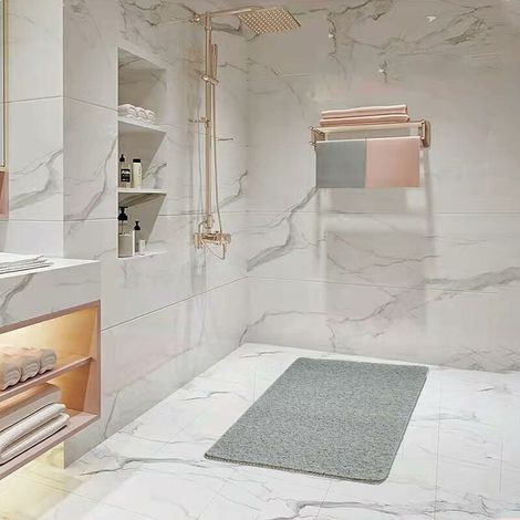 Shower Mat Non Slip Anti Mould PVC Machine Washable Bath Mats for Inside Shower-60 × 40 cm (Gray) (1/5)