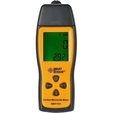 Elektrochemischer CO-Gasdetektor – Akustischer und optischer Alarm – Messbereich 0–1000 ppm – Einfache Installation in beengten Räumen – AS8700A (1/5)