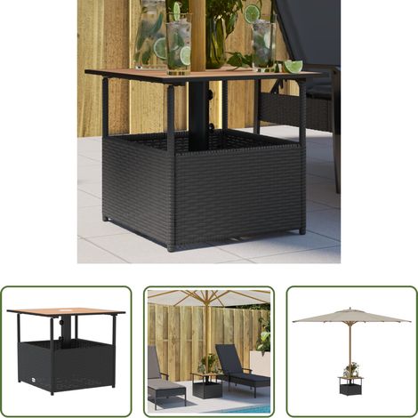 vidaXL Poly Rattan -  Gartentisch mit Schirmloch Schwarz 55x55x46,5 cm Poly Rattan (1/5)