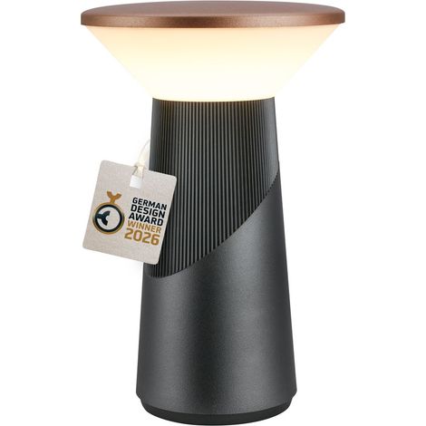 Briloner LED Tischlampe Kabellos 15x24cm 2,6W 200lm 2700K Warmweiß Dimmbar Design Award Anthrazit - Tischleuchte Wohnzimmer Schlafzimmer Balkon