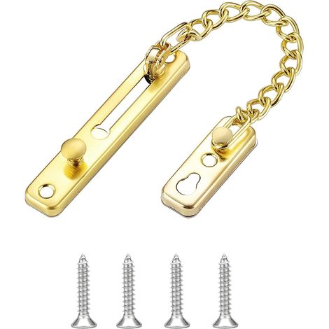 Catena di sicurezza per porte, 1 pezzo, in acciaio inox placcato oro, robusta e facile da installare, per porte d'ingresso, case, uffici, ecc. - AquaForge (1/4)