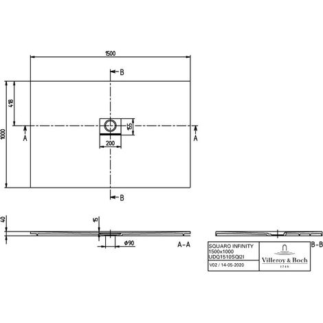 Villeroy & Boch UDQ1510SQI2IVAL DW Squaro Infinity 1500x1000x40mm