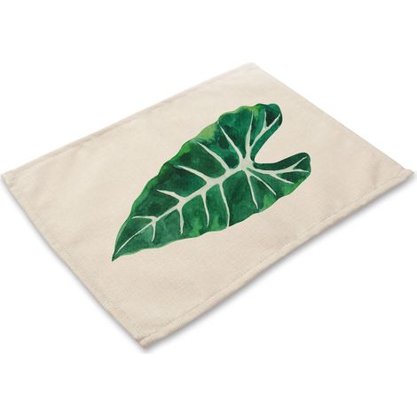 Tapis De Table Imprimé Plantes Vertes - Antidérapant Isolant Thermique - Pour Assiettes Bols Couverts - Lot De 6 (1/2)