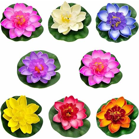 Fleur de lotus en mousse, 8 nénuphars artificiels blancs, nénuphar artificiel flottant, nénuphar artificiel (couleur)-AquaForge
