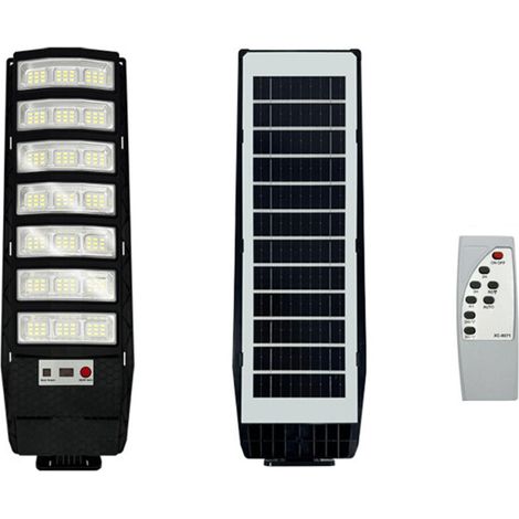 Lampadaire solaire extérieur de 80 000 lumens, projecteur solaire à détection automatique du crépuscule à l'aube, étanche, adapté aux espaces extérieurs tels que les cours, les garages et les patios (1/5)