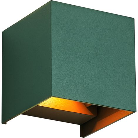 QAZQA Moderno Lámpara de pared para exterior verde oscuro con LED IP54 - Edwin Aluminio /Vidrio Cuadrada /Cubo Incluye LED Max. 2 x 5.4 Watt