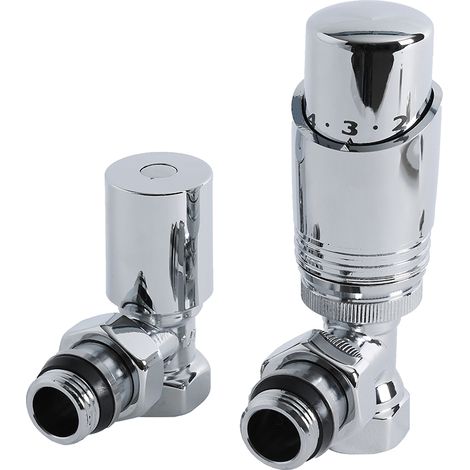 Milano 1/2" Female Thread Valve and TRV Thermostatic Radiator Valve - Chrome (1/4)