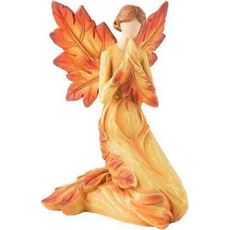 Statue d'ange en feuille d'érable d'automne, ornement de bureau, ange agenouillé (1/5)