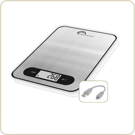 8550 Slim Inox USB-C, Balance de cuisine sans pile, Rechargeable USB-C, Réparable, 5 kg, Inox (1/5)