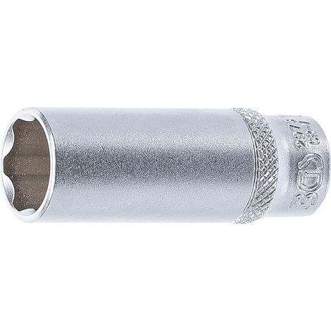 - Bussola - Chiave - Acciaio al cromo-vanadio - Profilo Super Lock - Finitura cromata opaca - Per meccanici generici - Argento - 6,3 mm x 13 mm (1/3)