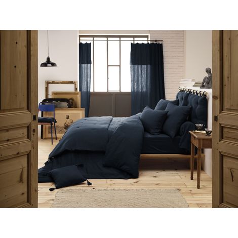 Housse de couette 200 x 200 cm en double gaze de coton – Bleu marine
