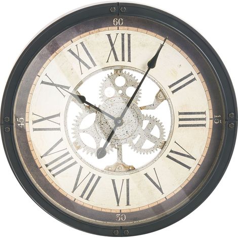 Orologio da parete classico con cornice sintetica 50 cm forma rotonda Accessori per la casa Nero Bornos