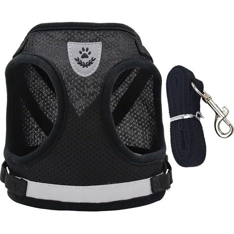 MINKUROW Katzengeschirr, verstellbare, atmungsaktive, reflektierende Haustierweste, Geschirr für kleine Hunde mit Leine, für Welpen, Kätzchen, Kleintiere (S) (1/5)