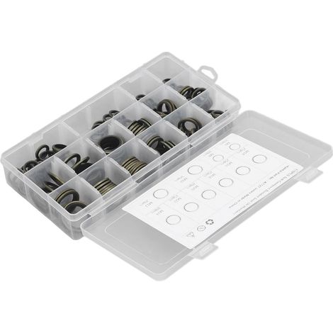 Joint de Bouchon de Vidange d'huile, Joint de de de de de Vidange du de 170pcs Set Laveuses Anneau 10 Tailles Rubber et Métal avec Boîte de Rangement (1/5)