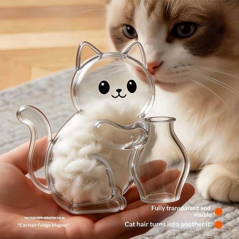 Aimant de réfrigérateur transparent pour ranger les poils de chat, à faire soi-même. (1/4)