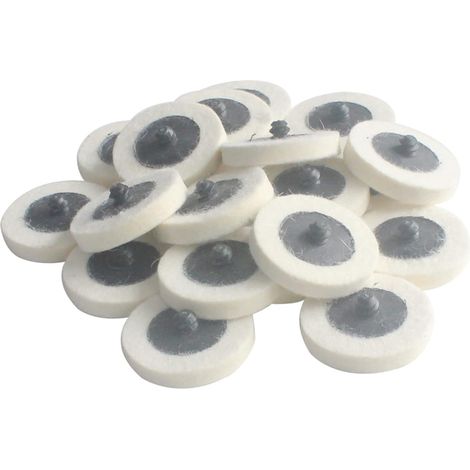 Lot de 20 disques de polissage en feutre de laine compressée à changement rapide, 2 pouces de diamètre, pour polissage fin (blanc)